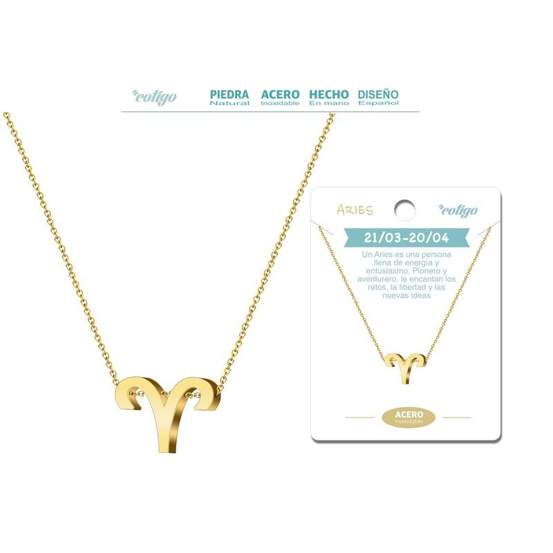 Colgante Zodiaco Aries Acero Dorado - Coleccion Constelaciones Zodiaco